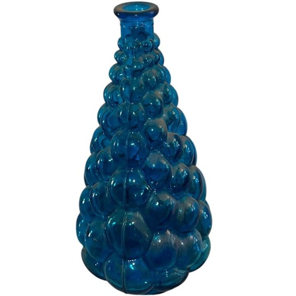 Vintage Mid Century Modern Made in Italy Blue Bubble Genie Bottle